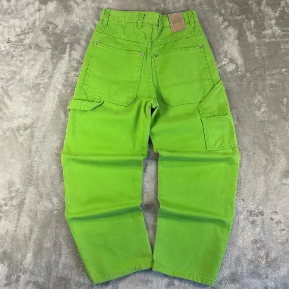 Vintage 90s IMPAQ Green Denim womens Jeans Carpenter Utility size 25/29 - Picture 2 of 8